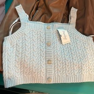 Baby blue knit crop top